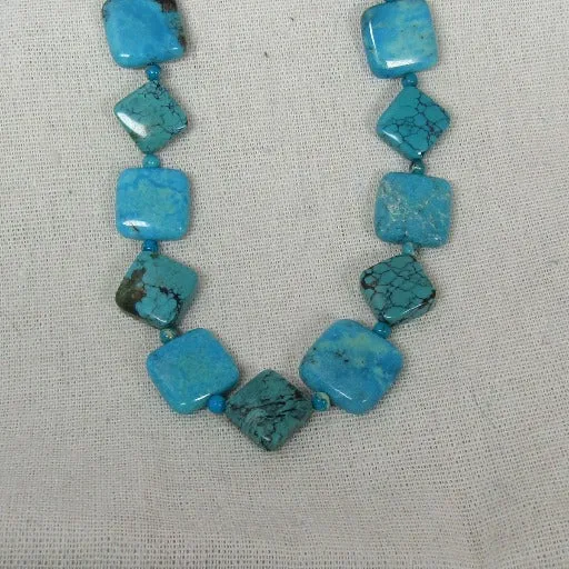 Classic Diamond & Square Turquoise Necklace