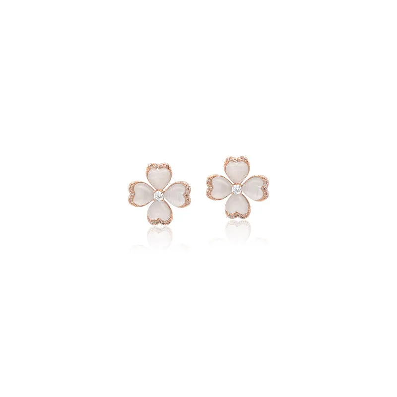 Clover Simulated Moonstone Earrings