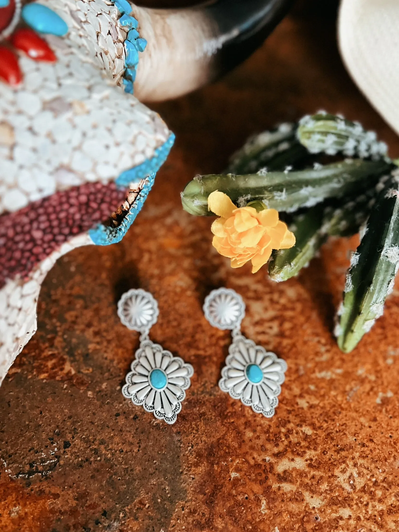 Concho Turquoise Post Earrings