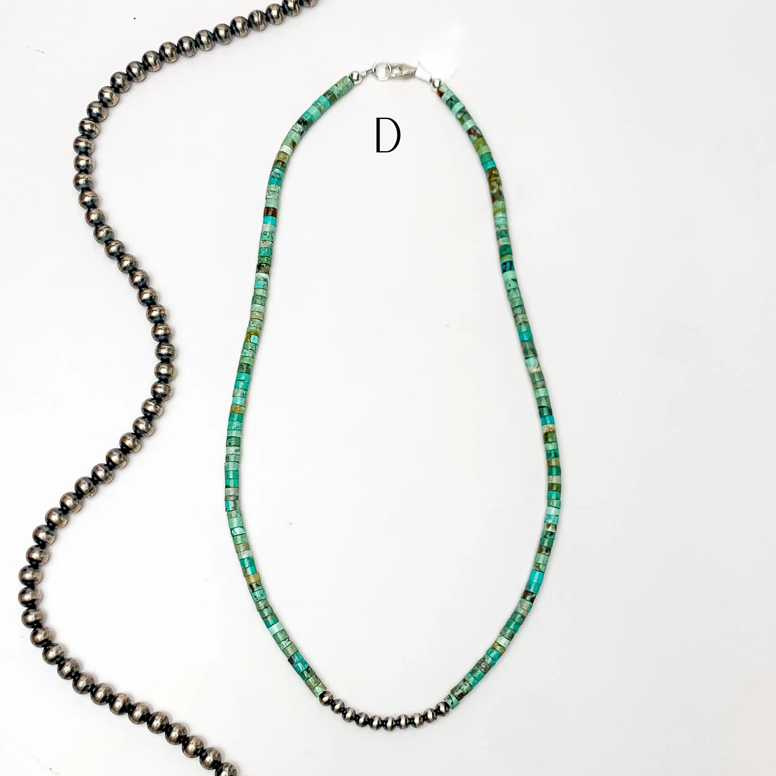 Corraine Smith | Navajo Handmade Heishi Beaded Necklace with Navajo Pearls in Kingman Turquoise