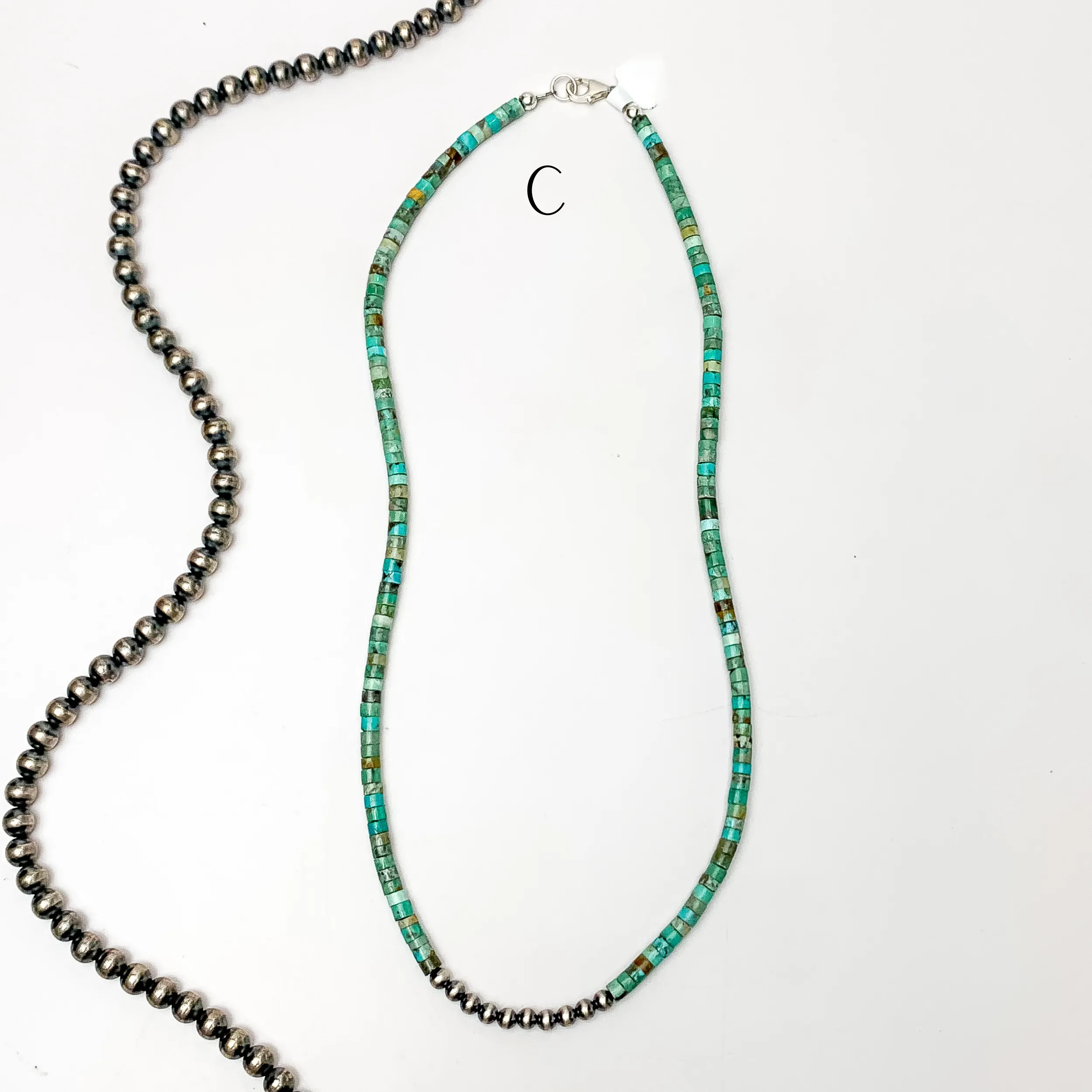 Corraine Smith | Navajo Handmade Heishi Beaded Necklace with Navajo Pearls in Kingman Turquoise