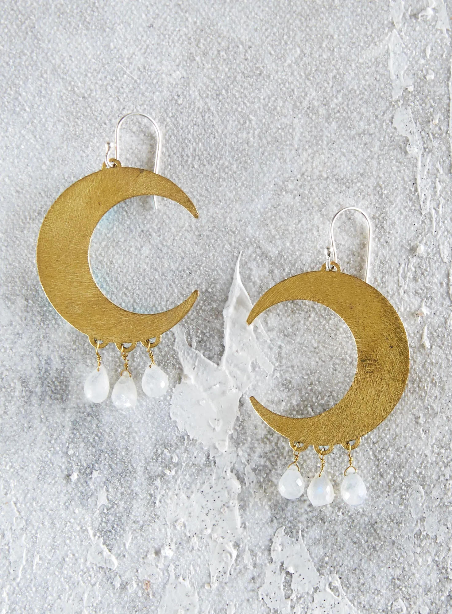 Crescent Moonstone Earrings