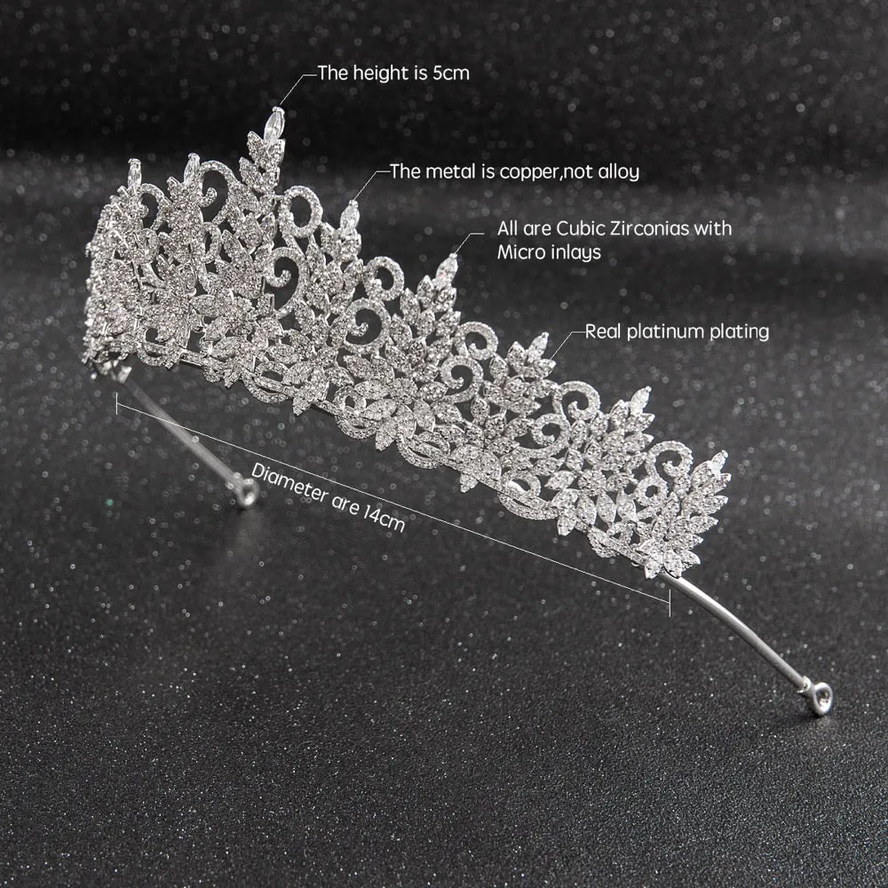 Cubic zircon wedding  bridal royal tiara diadem crown CH10241