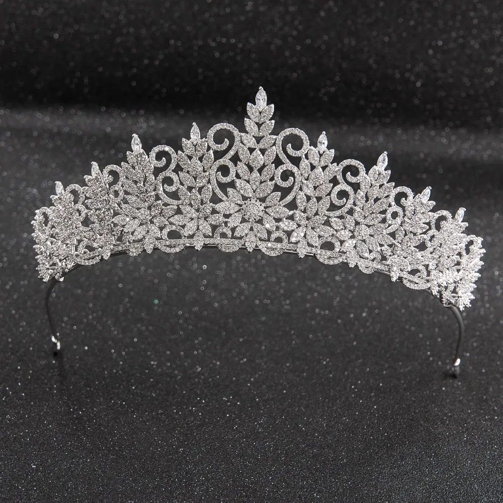 Cubic zircon wedding  bridal royal tiara diadem crown CH10241