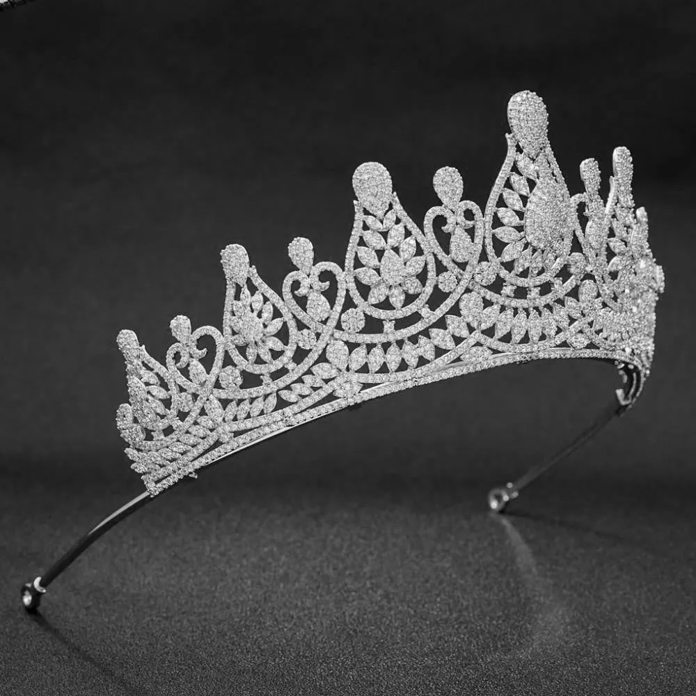 Cubic zirconia tiara for wedding, Crystals bride tiara diadem hair jewelry CH10150