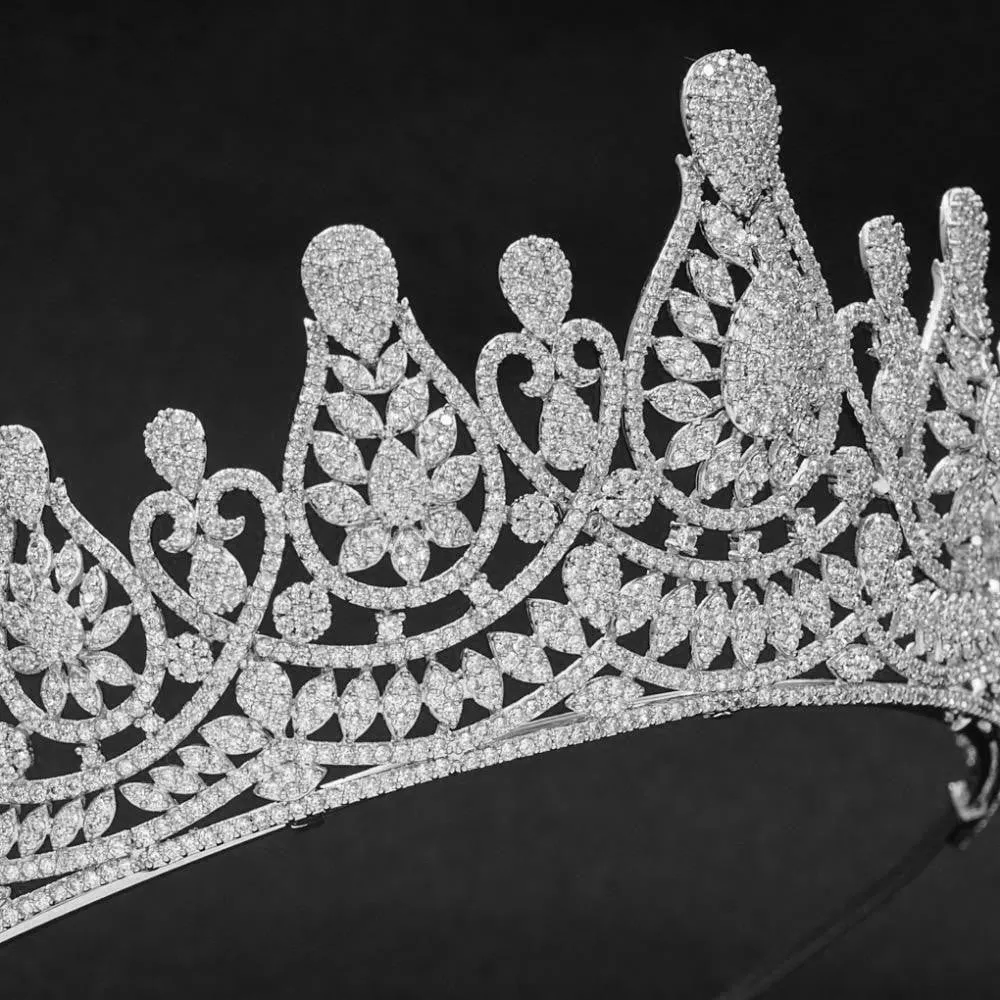 Cubic zirconia tiara for wedding, Crystals bride tiara diadem hair jewelry CH10150