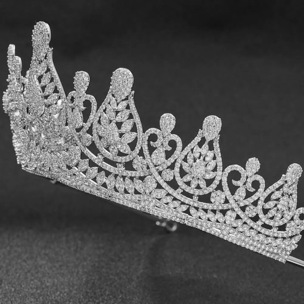 Cubic zirconia tiara for wedding, Crystals bride tiara diadem hair jewelry CH10150