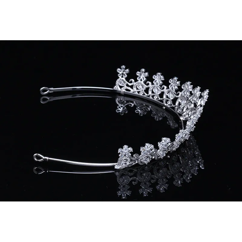 Cubic Zirconia Tiara for Wedding,Crystals Silver Diadem for Bridal CH10052