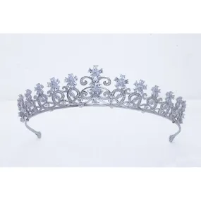 Cubic Zirconia Tiara for Wedding,Crystals Silver Diadem for Bridal CH10052