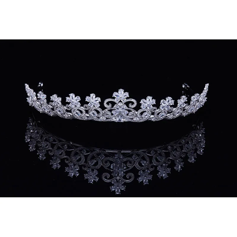 Cubic Zirconia Tiara for Wedding,Crystals Silver Diadem for Bridal CH10052