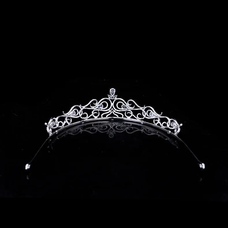 Cubic Zirconia Tiara for Wedding,Crystals Silver Diadem for Bridal S16226