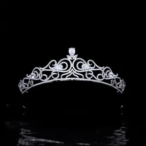 Cubic Zirconia Tiara for Wedding,Crystals Silver Diadem for Bridal S16226