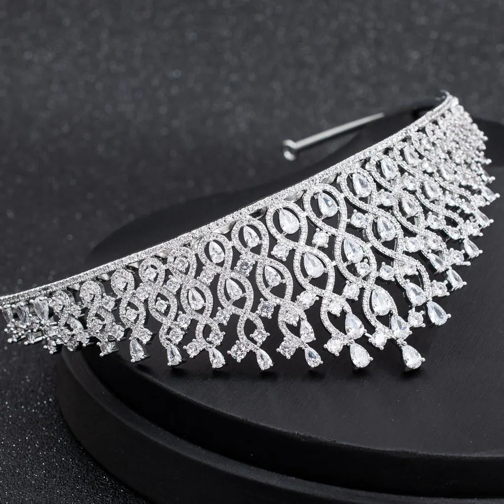 Cubic Zirconia Wedding Bridal Tiara Diadem Hair Jewelry CH10291