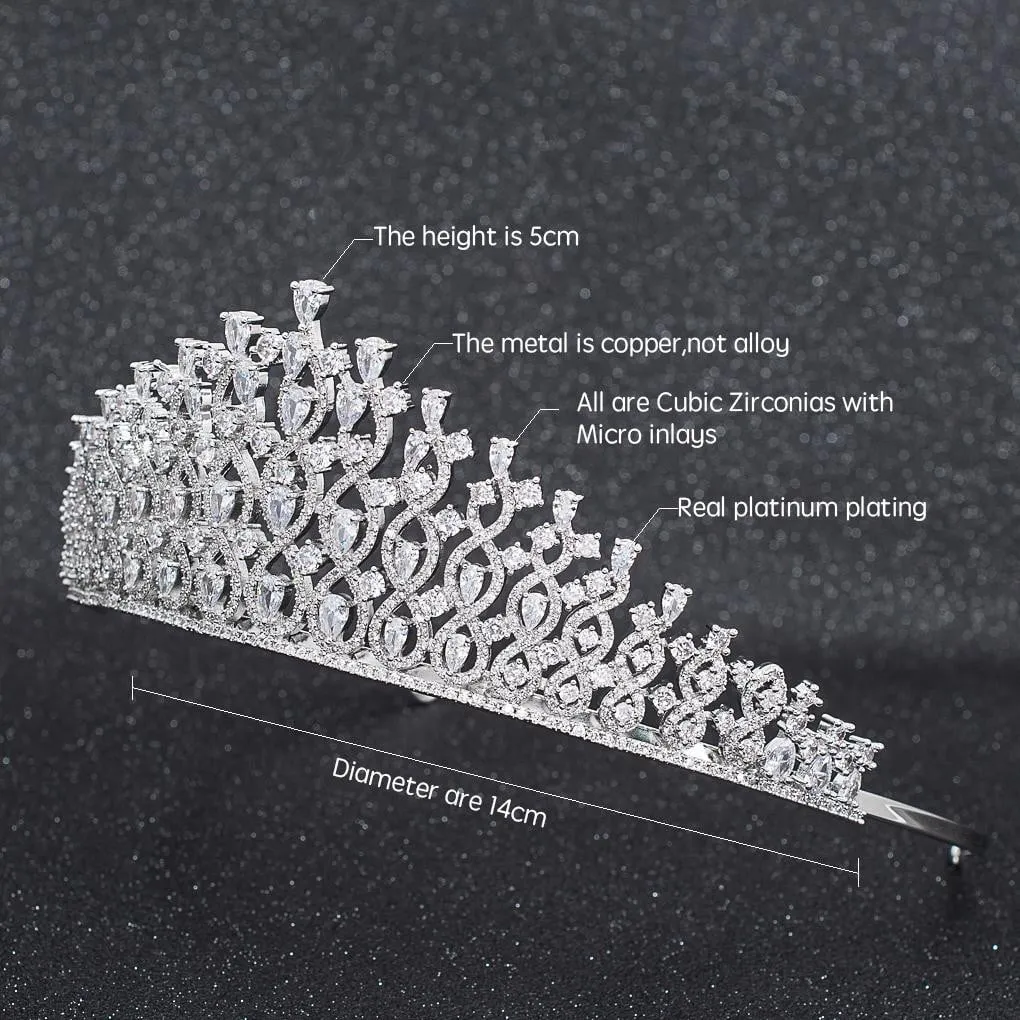 Cubic Zirconia Wedding Bridal Tiara Diadem Hair Jewelry CH10291