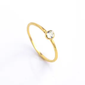 Dainty Stackable Clear Quartz Ring : April Birthstone