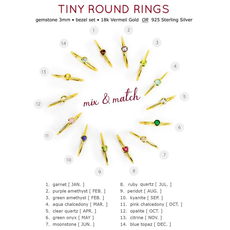 Dainty Stackable Clear Quartz Ring : April Birthstone