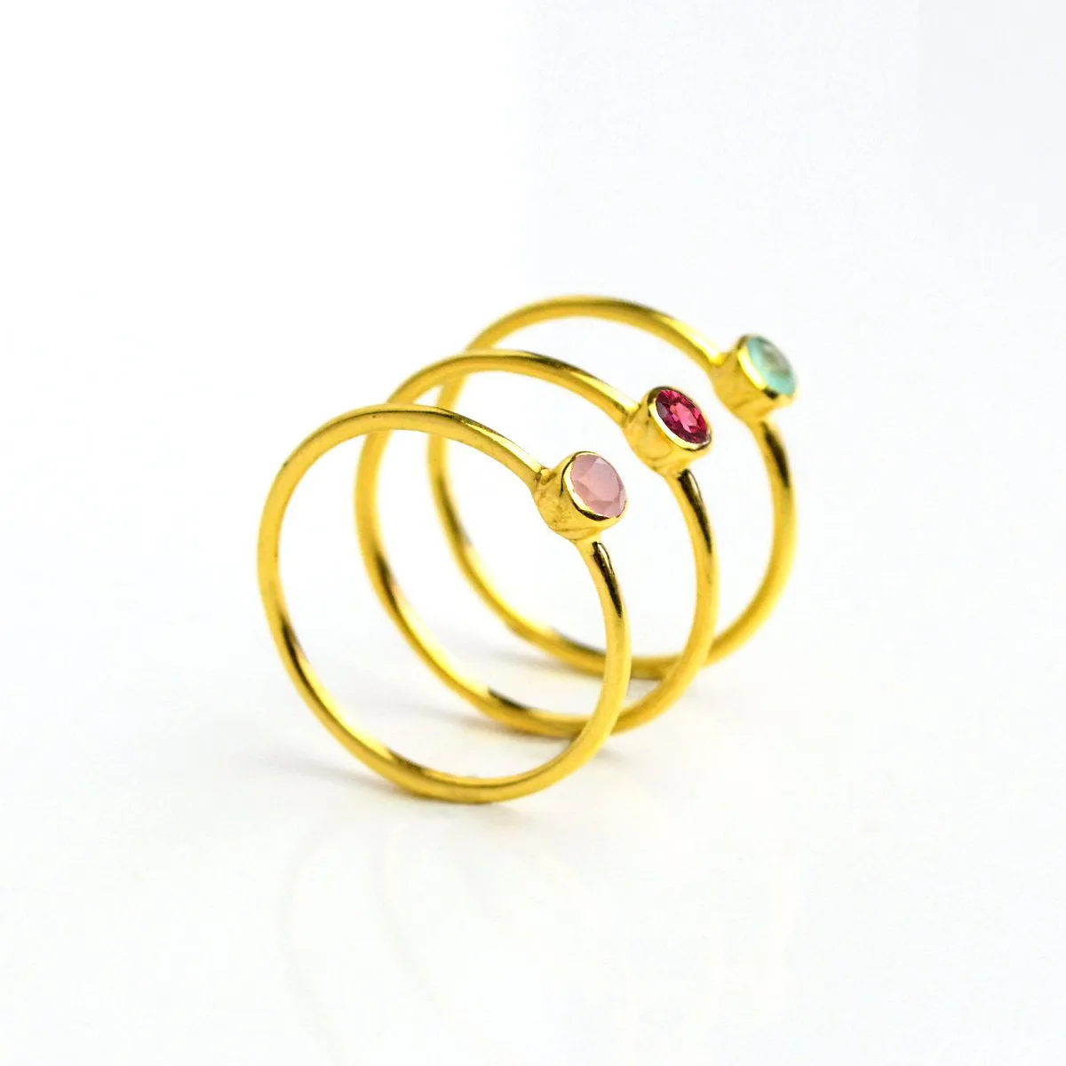 Dainty Stackable Clear Quartz Ring : April Birthstone