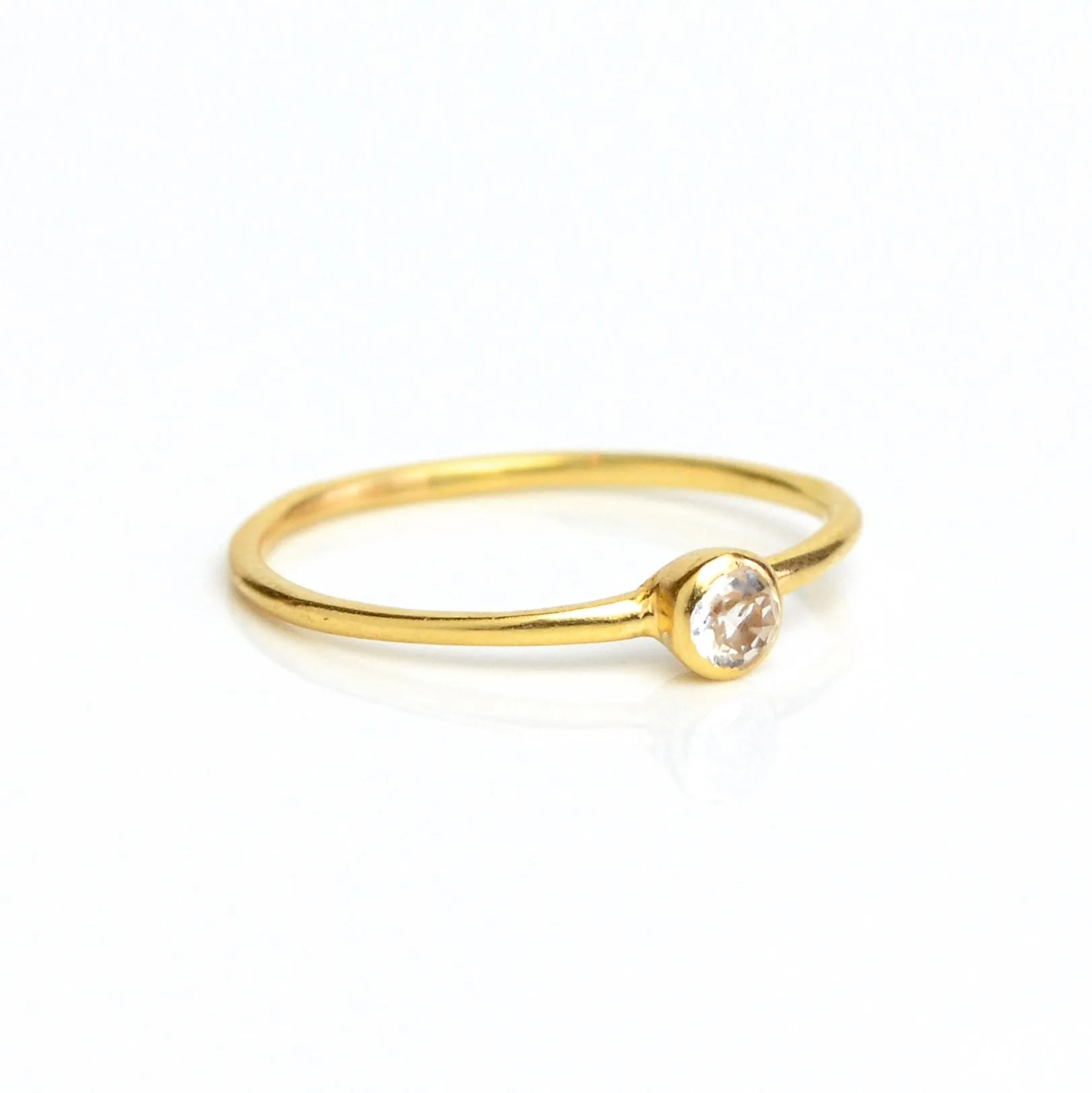 Dainty Stackable Clear Quartz Ring : April Birthstone