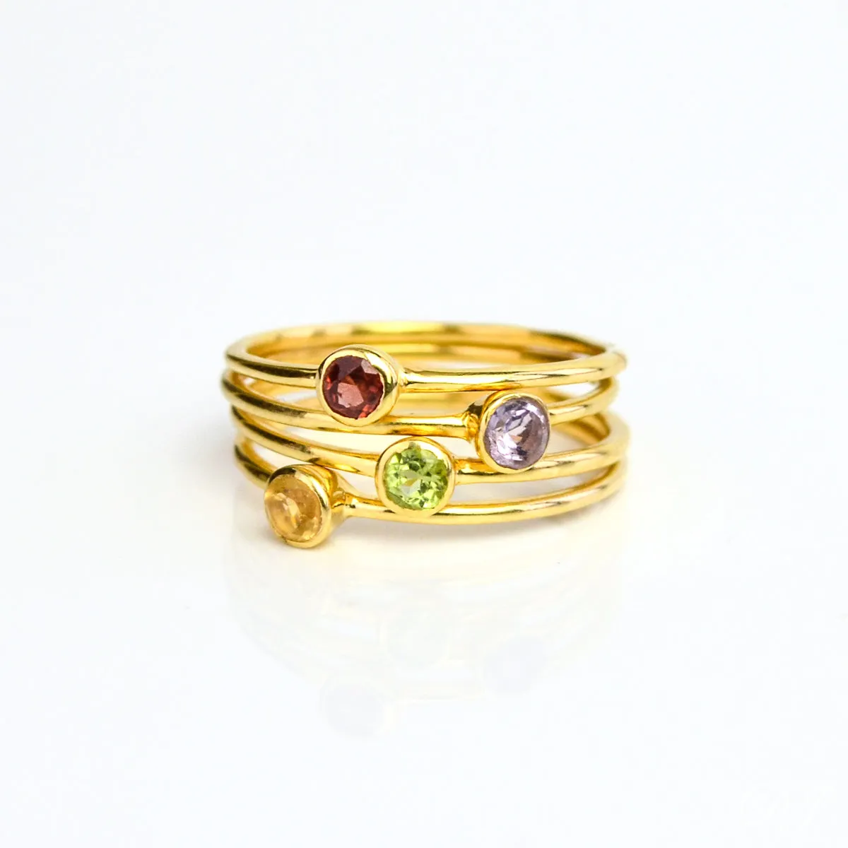 Dainty Stackable Clear Quartz Ring : April Birthstone