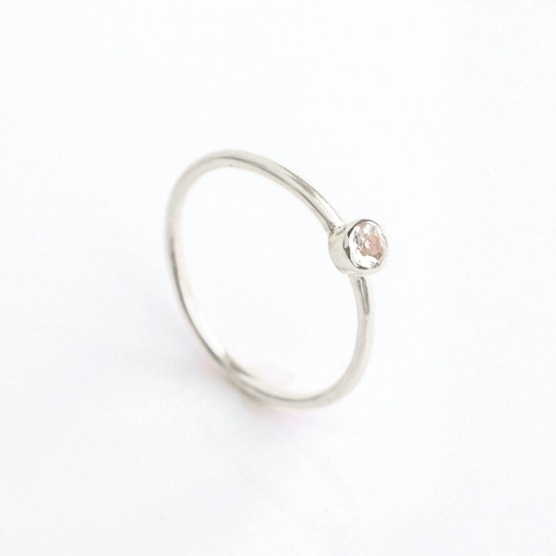 Dainty Stackable Clear Quartz Ring : April Birthstone
