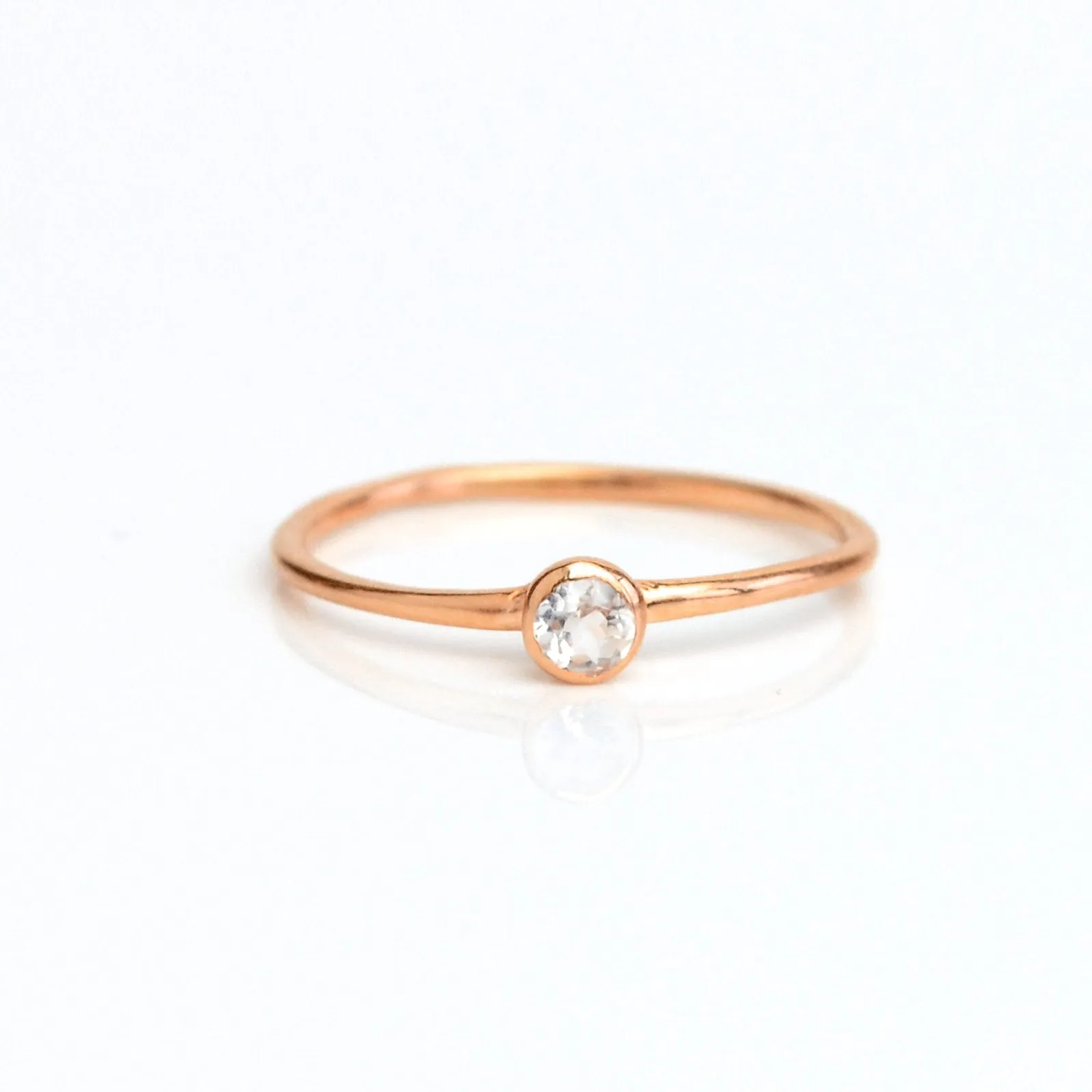 Dainty Stackable Clear Quartz Ring : April Birthstone