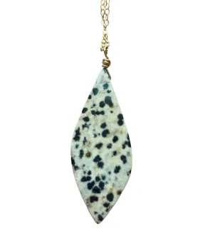 Dalmatian Jasper Pendant Necklace Gold Filled