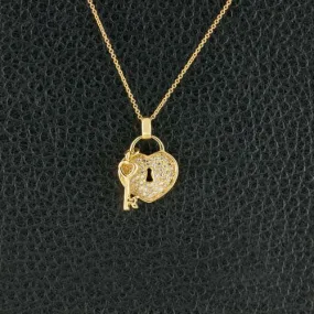 Diamond Heart & Key Pendant