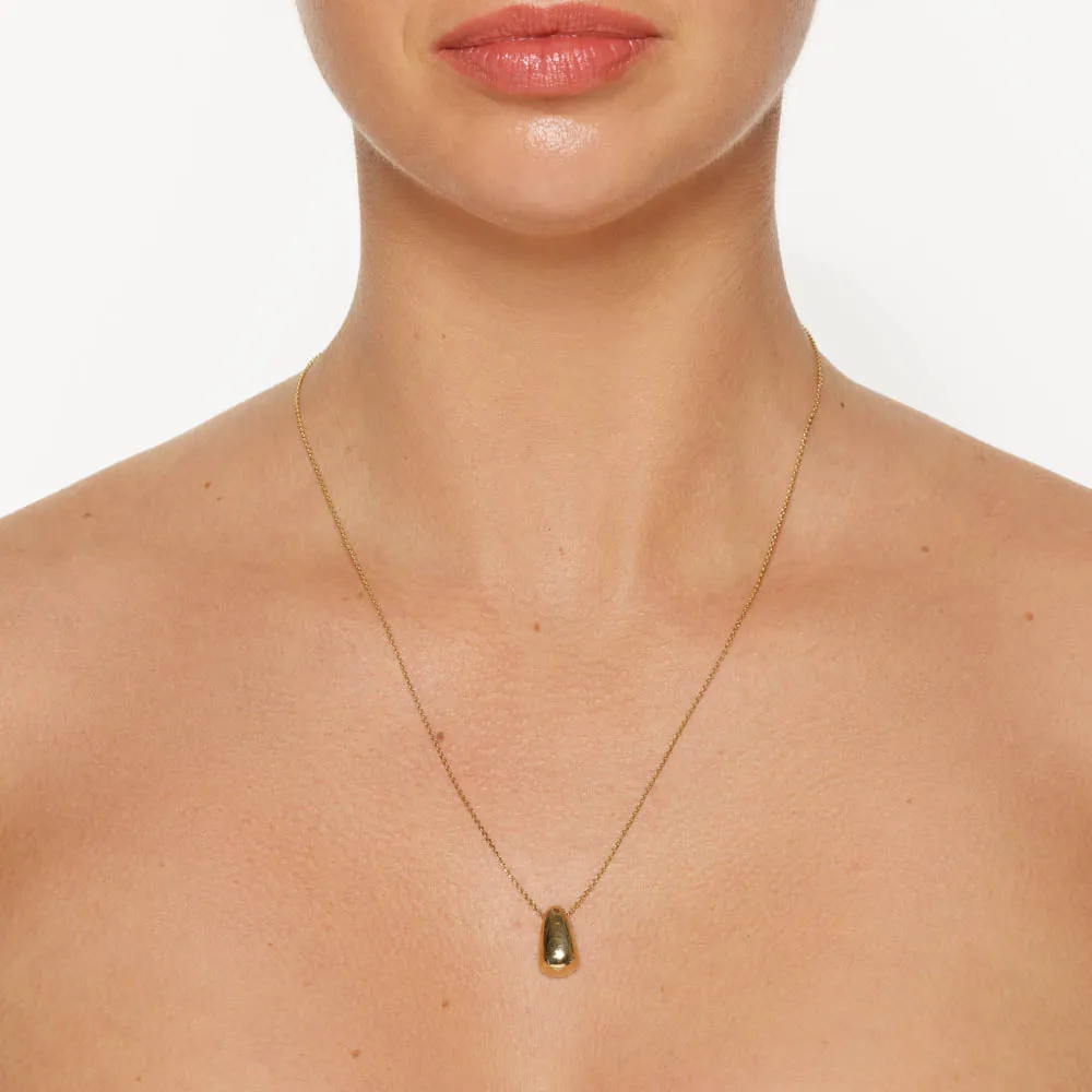 Drop Dome Pendant Necklace in Gold