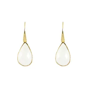Earrings - Drop Framed Moonstone Gold Plated Sterling Silver