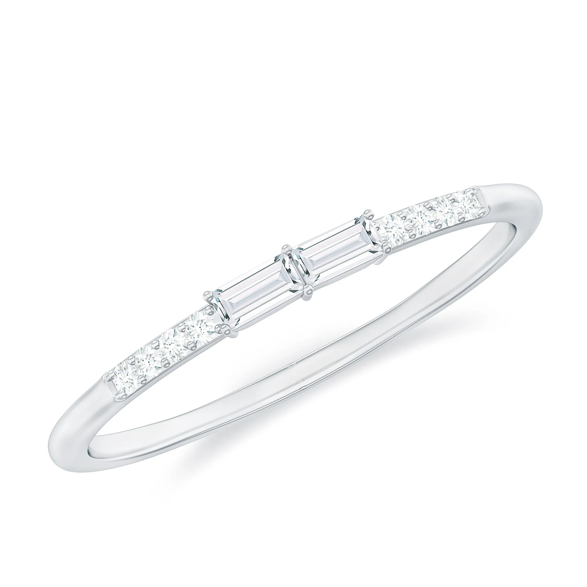 East West Diamond Minimal Stackable Ring in Prong Setting
