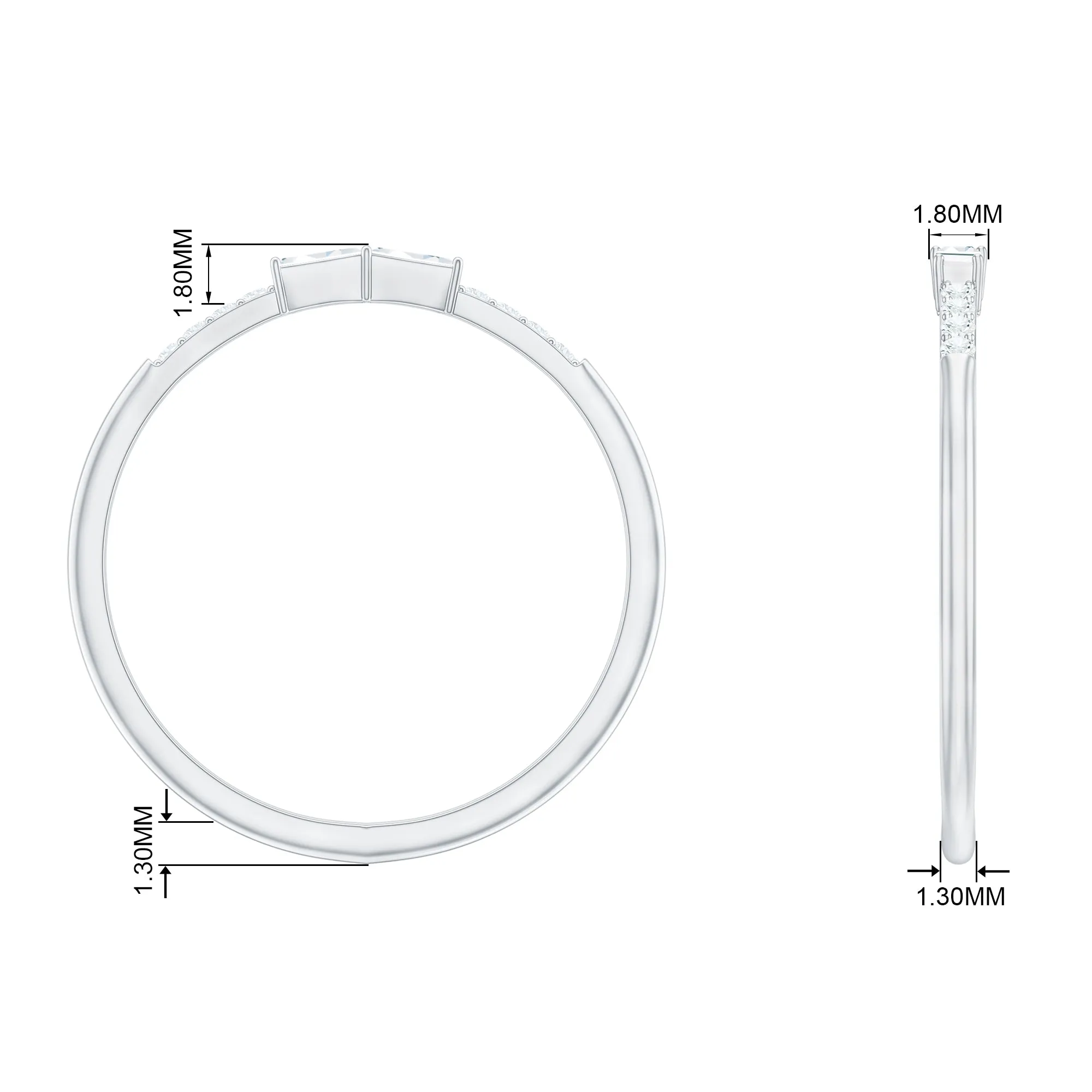 East West Diamond Minimal Stackable Ring in Prong Setting