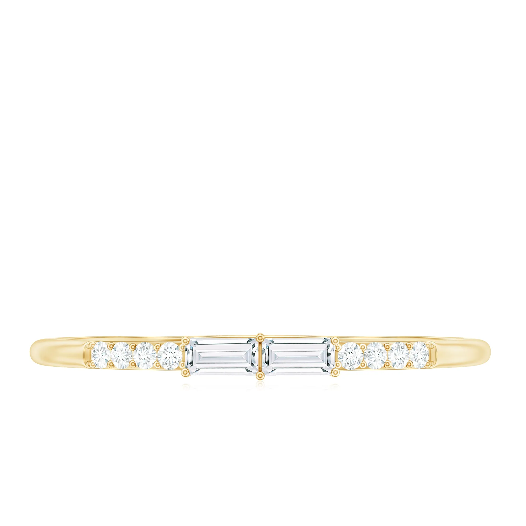 East West Diamond Minimal Stackable Ring in Prong Setting