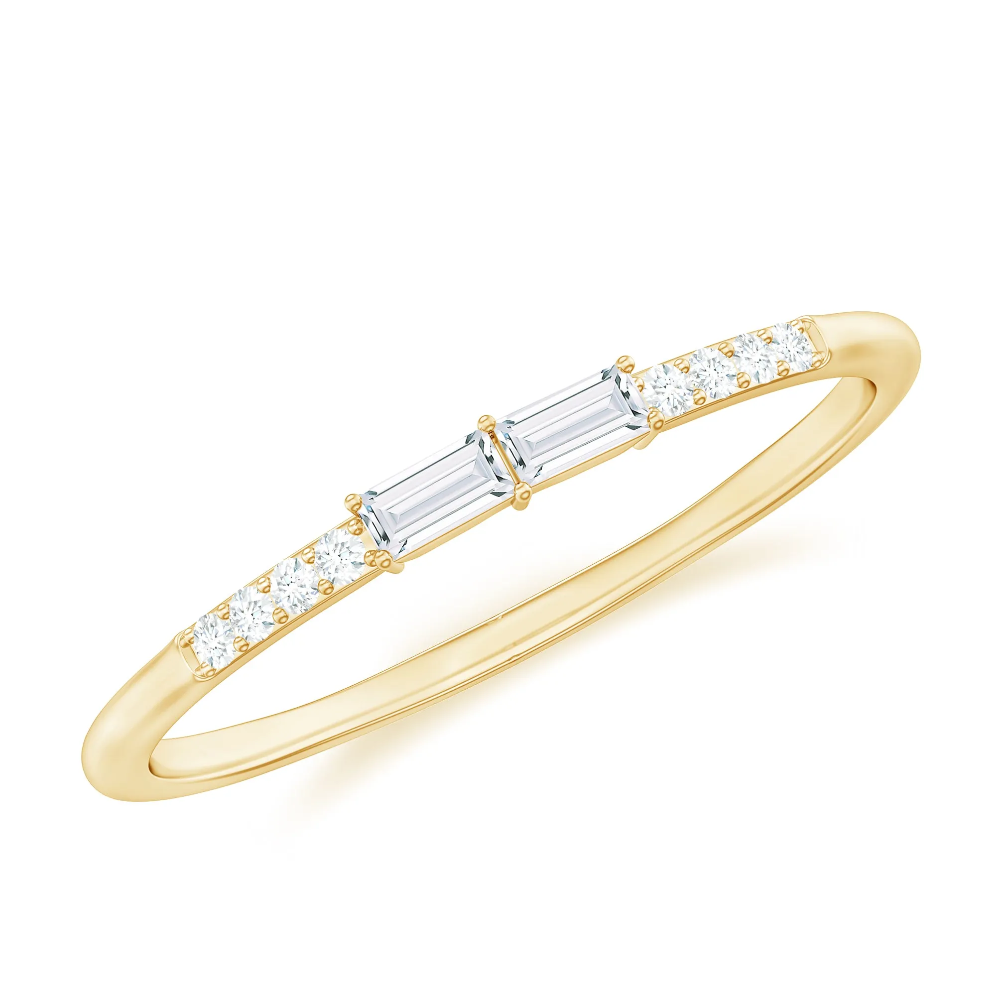 East West Diamond Minimal Stackable Ring in Prong Setting