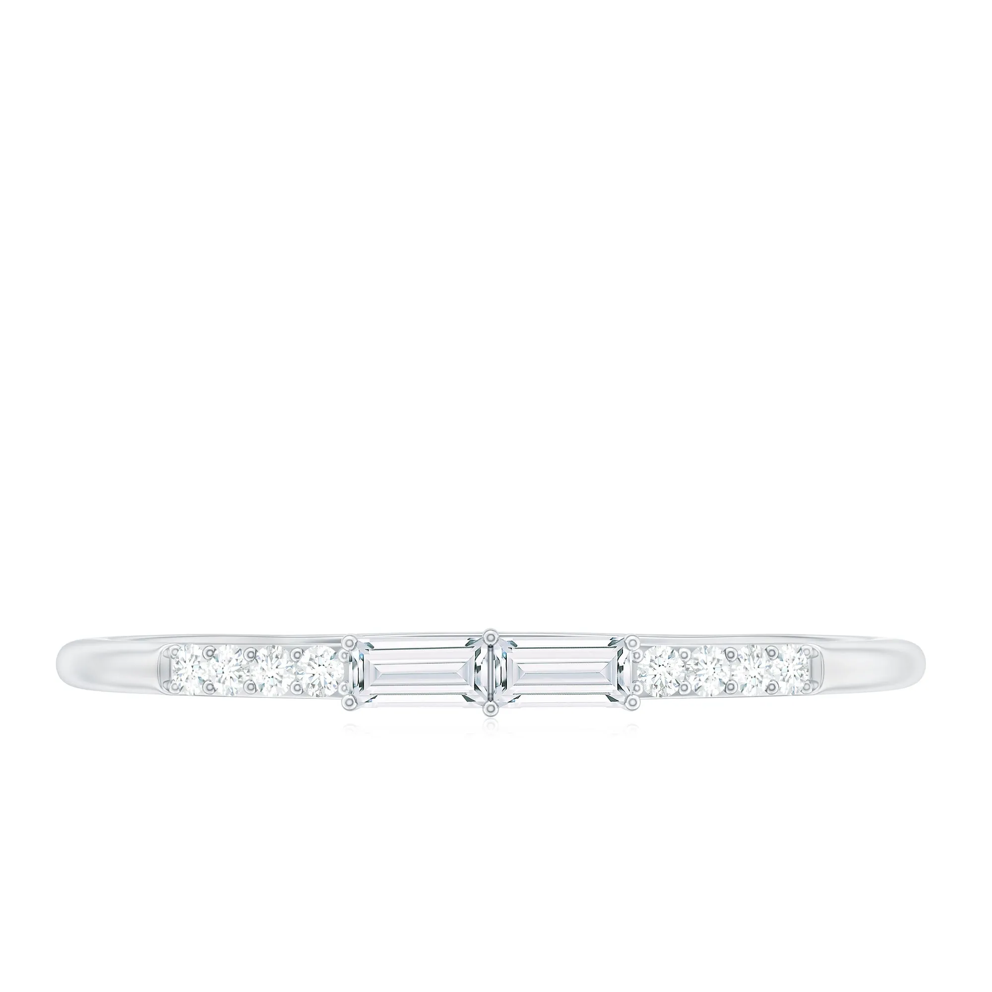East West Diamond Minimal Stackable Ring in Prong Setting