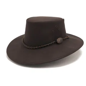 Echuca Oiled Leather Australian Hat in Brown