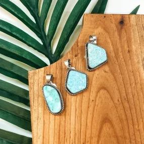 Eli Skeets | Navajo Handmade Asymmetrical Turquoise Pendant in Sterling Silver Casting