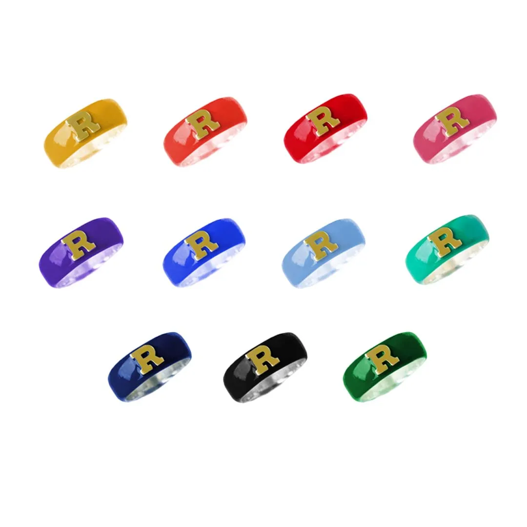 Enamel Gold Initial Ring (More Colors available)