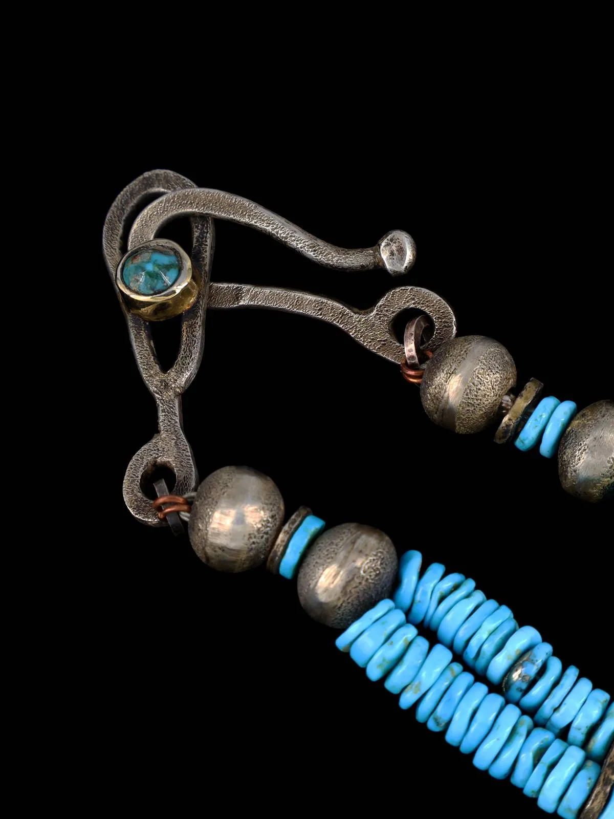 Estate Southwest Natural Bisbee Turquoise Sterling Silver Necklace