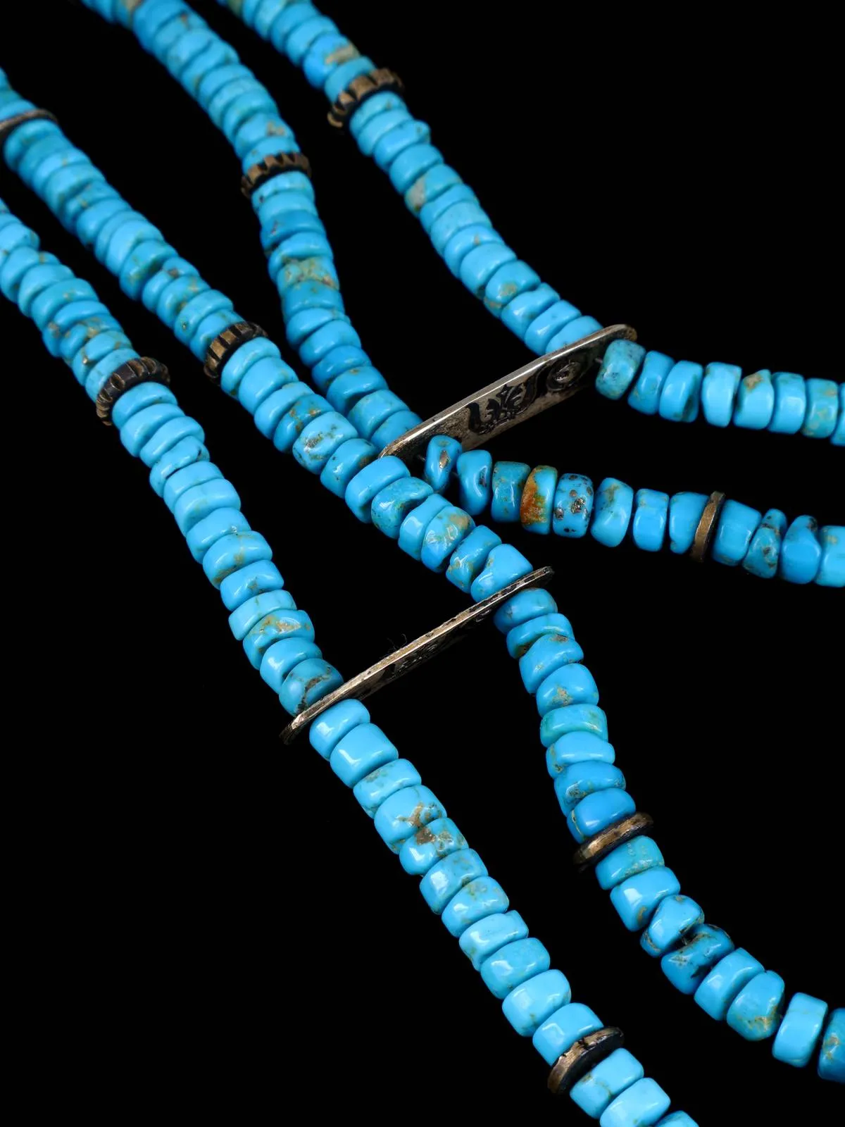 Estate Southwest Natural Bisbee Turquoise Sterling Silver Necklace