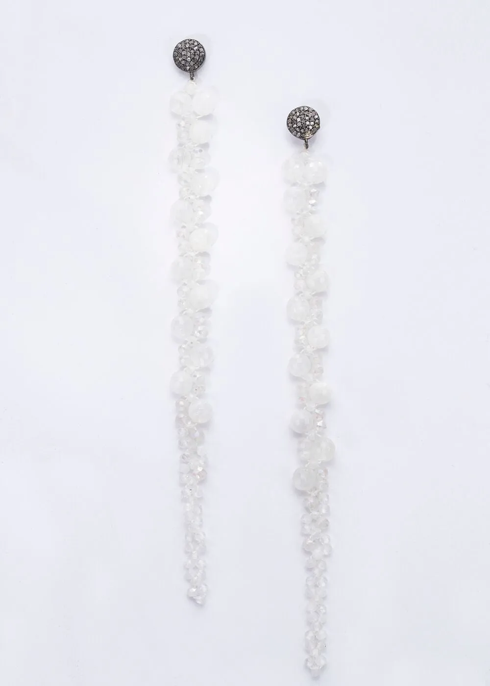 Faceted Moon Stone Macramé Earrings