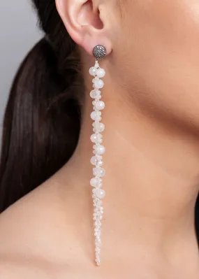 Faceted Moon Stone Macramé Earrings