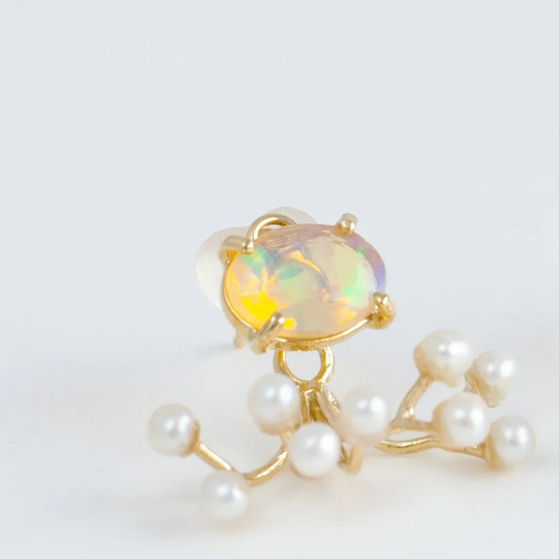 Fairy opal and pearl earrings
