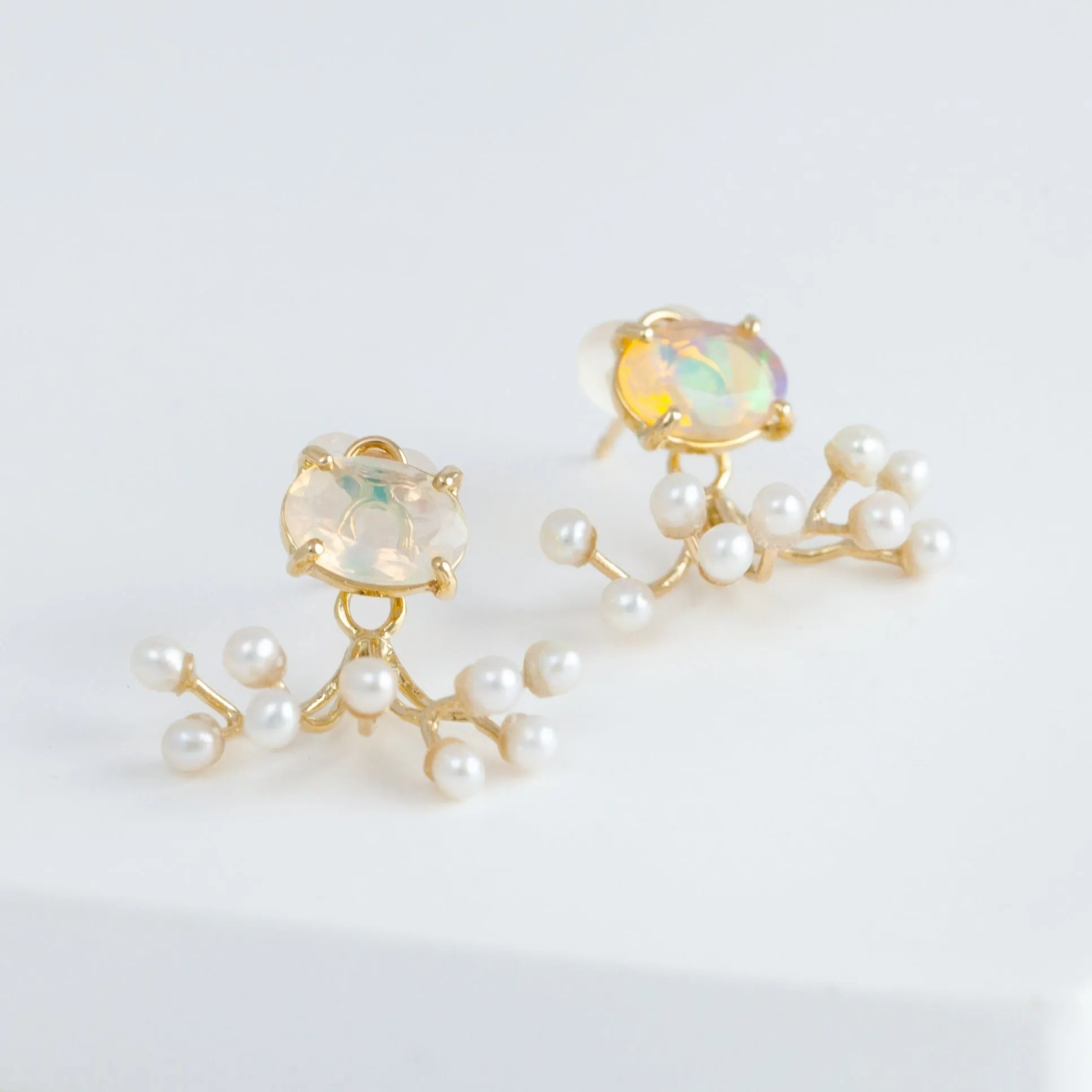 Fairy opal and pearl earrings
