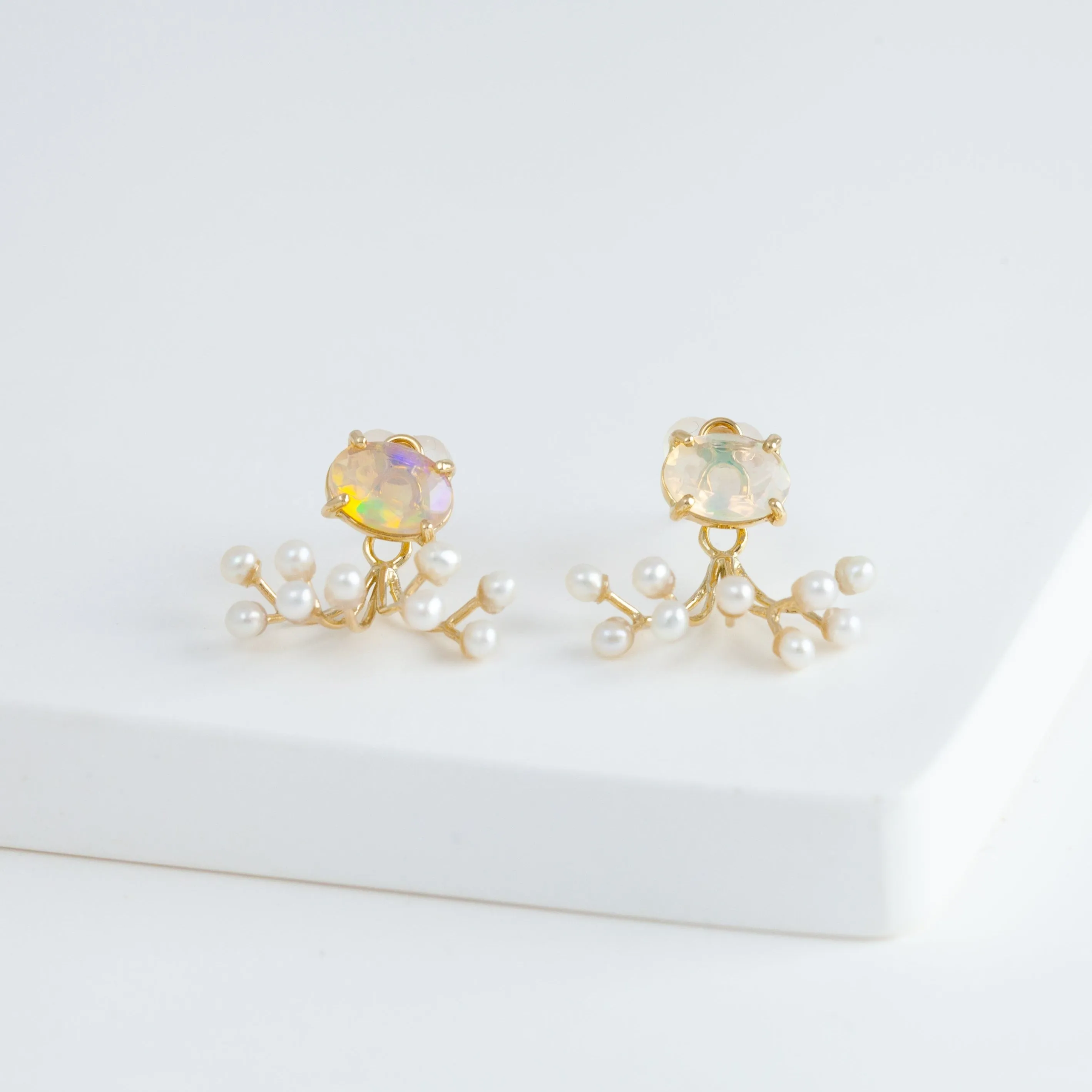 Fairy opal and pearl earrings