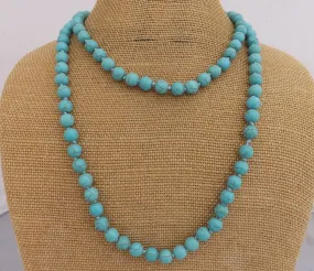 Faux Turquoise Blue Bead Necklace