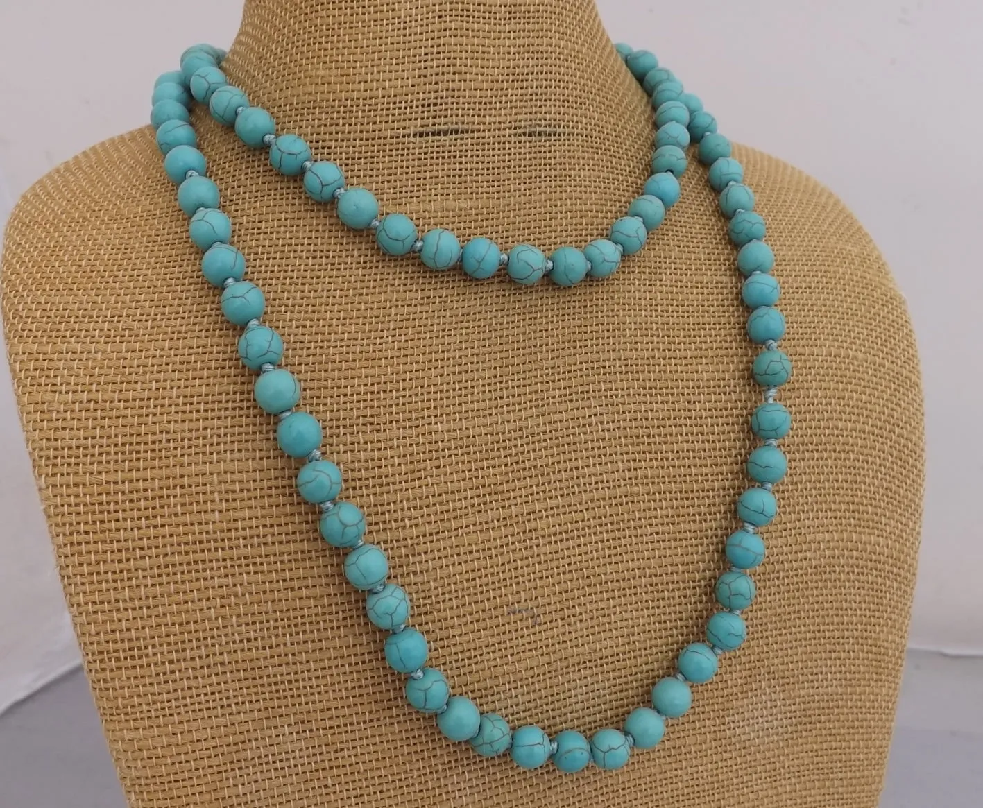 Faux Turquoise Blue Bead Necklace