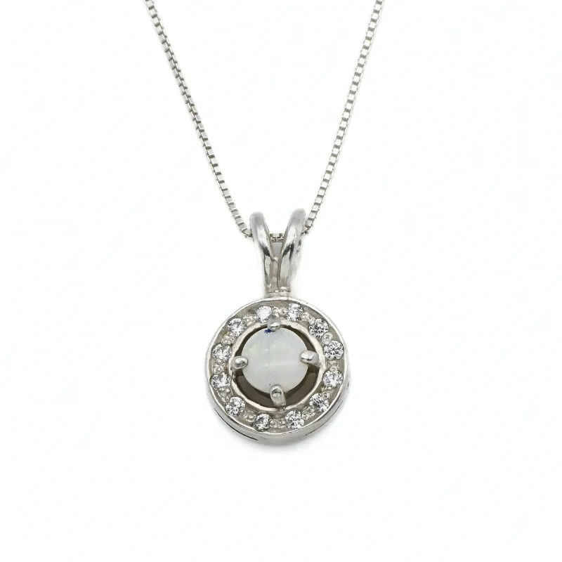 Genuine Opal Pendant - Australian Opal Necklace - White Cluster Necklace