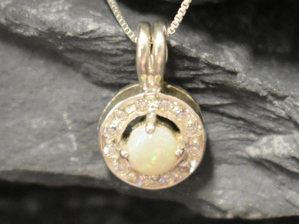 Genuine Opal Pendant - Australian Opal Necklace - White Cluster Necklace