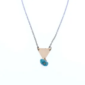 Gold Geometric Triangle Charm Necklace with Turquoise