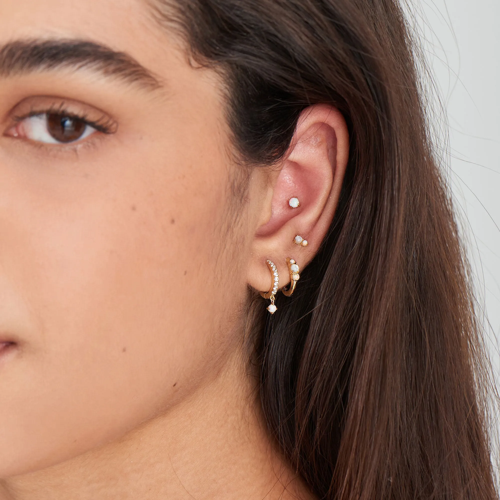 Gold Mother of Pearl and Kyoto Opal Stud Earrings